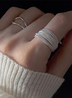 silver Colour Unique Lines Ring For Women Jewelry Finger