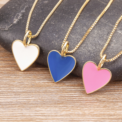 Romantic Heart Couple Necklace 5 Colors Simple Valentine's