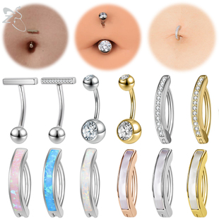 1 PC Sterling Silver Navel Piercing Gold Color Reverse Curve