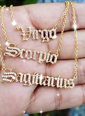 Zircon Zodiac Necklace For Women 12 Constellation Crystal En