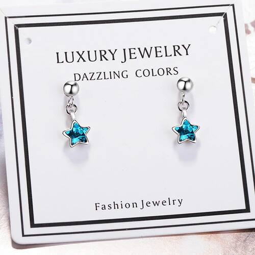 New in Sterling Silver Crystal Star Stud Earrings For Women