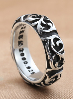 2023 New Zinc Alloy Flower Rattan Ring Retro Trendy Male
