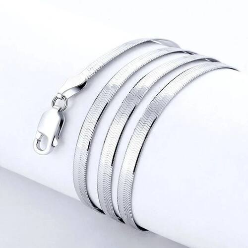 Noble Sterling Silver fine 4MM Blade Flat Chain Necklace