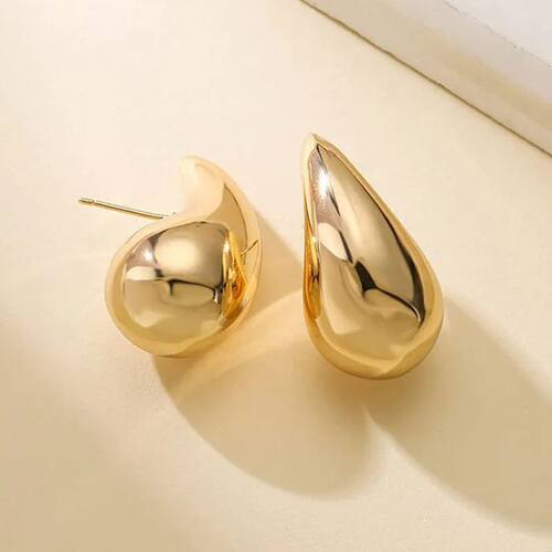 Vintage Gold Color Plated Chunky Dome Drop Earrings for