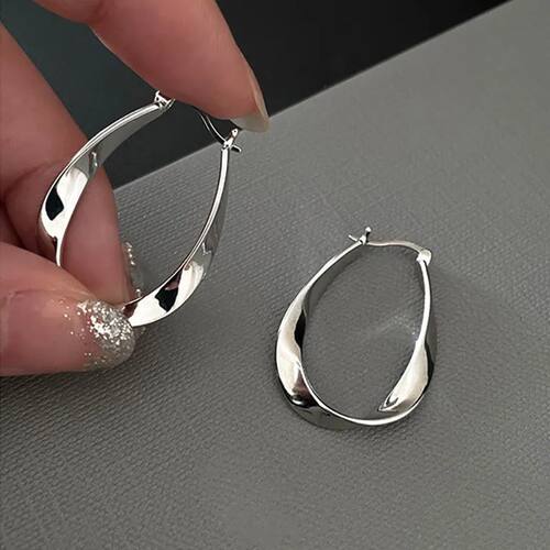 Silver Needle Piercing Big Circle Hoop Earring For Women