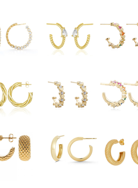 CRMYA  Gold Silver Filled Hoop Earrings for Women Big CZ