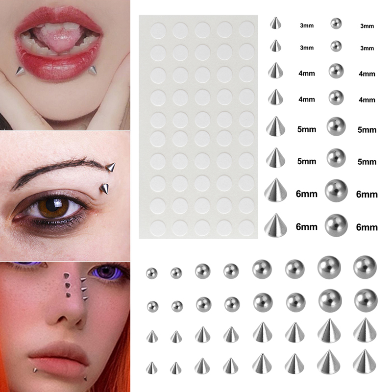 Stainless Steel Fake Piercing Set Smiley Nose Ring Lip Stud