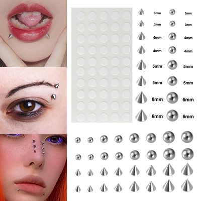 Stainless Steel Fake Piercing Set Smiley Nose Ring Lip Stud