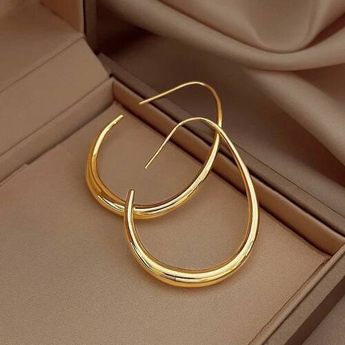 Sterling Silver Golden Ellipse Wedding Hoop Earrings For