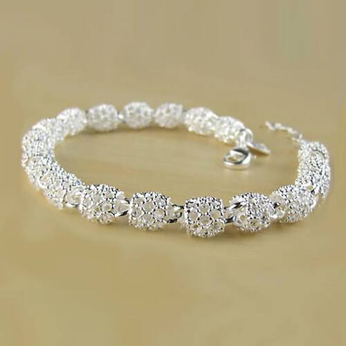 Sterling Silver Bracelet Zirconia Geometric Chain Linked