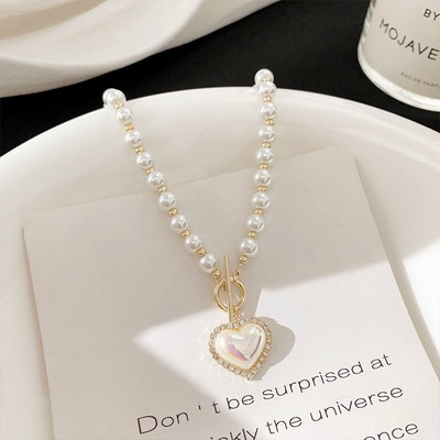 Korean Elegant Pearl Beads Necklace for Women Fashion