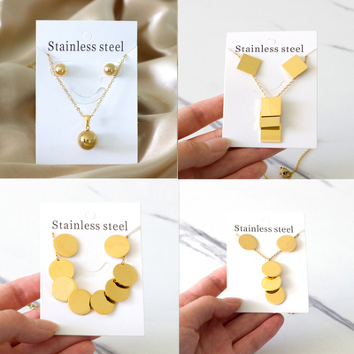 Shining Steel Ball Pendant Necklace and Stud Earrings Set