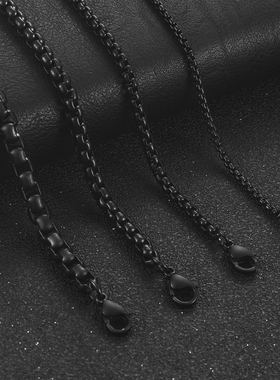 2/3/4/5mm Fashion Black Color Stainless Steel Chain Men's