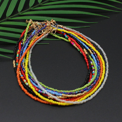 Bohemia Handmade Rainbow Seed Beads Simple Choker Necklace