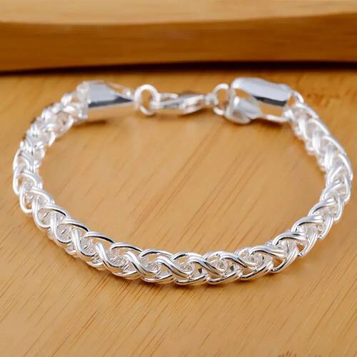 Hot retro twisting circle chain Sterling Silver Bracelet