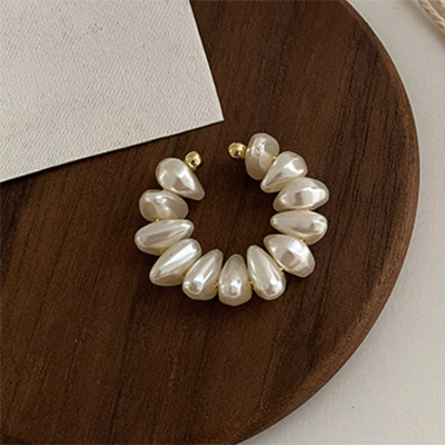 French Pearl Ear Bone Clip Women Fake Piercing Ear Cuff