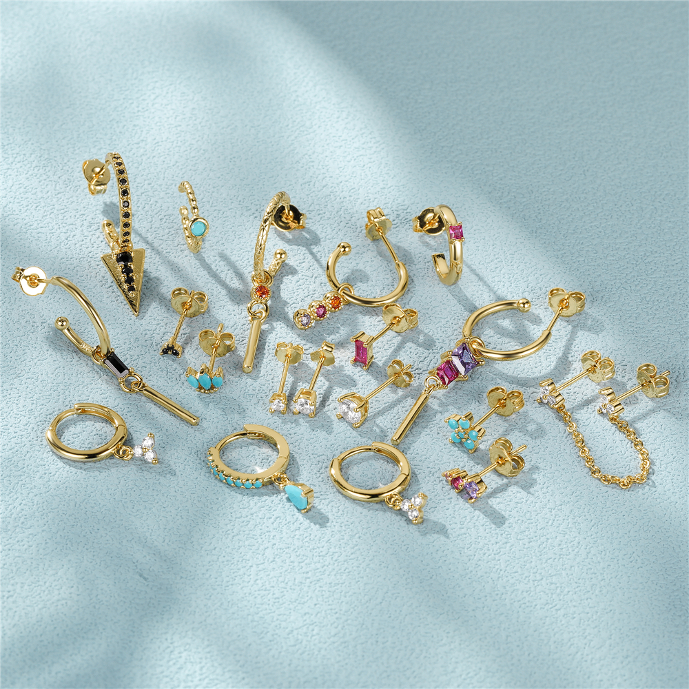 2023 Multi-size Dangle Earring 18K Gold Plated Piercing