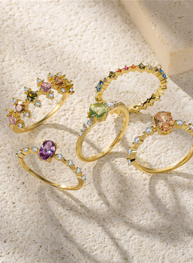 2023 Silver Original Rings Colorful Crystal Wedding Ring