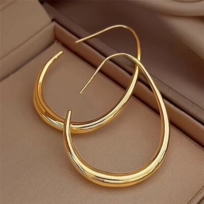 Sale Sterling Silver Needle Geometric Oval Hoop Earrings