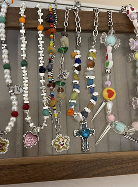 Retro Flower Heart Smiling Face Pendant Necklace for Women