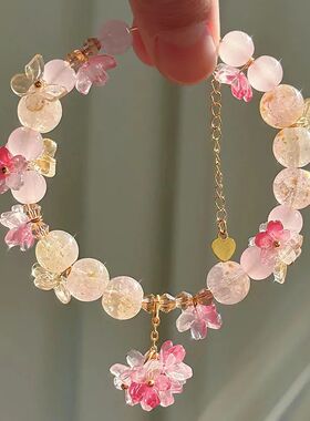 Pink Plum Cherry Blossom Crystal Butterfly Flower Berry