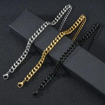 3.5-7MM Stainless Steel Chain Bracelets For Men Women Punk