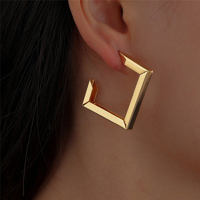 Retro Minimalist Square Earrings Irregular Hoop Earrings