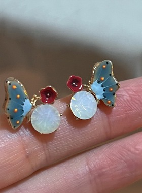 Elegant Rhinestone Flower Butterfly Stud Earrings For Women