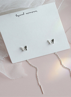 Long Tassel Butterfly Drop Earrings Silver Color 2023