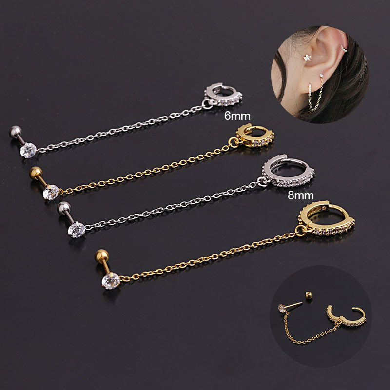 1Piece Bar Diameter 0.8mm Unusual Double Pierced Chain Stud