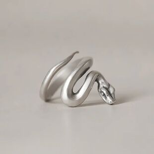 Sterling Silver Snake Frosted Adjustable Rings For Women