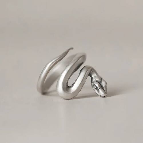 Sterling Silver Snake Frosted Adjustable Rings For Women