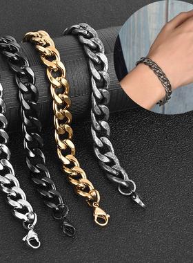 Men Simple Stainless Steel Curb Cuban Link Chain Bracelet