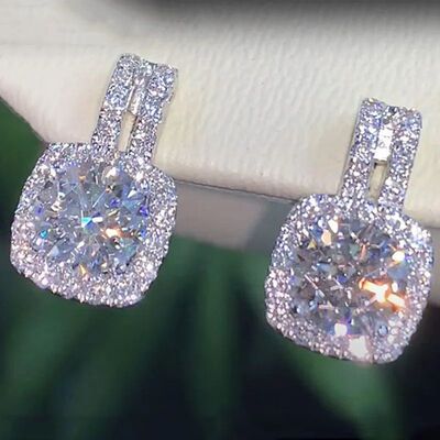 Sterling Silver Stud Earrings for Women Bling Bling AAA