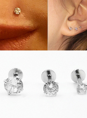 925 Sterling Silver Labret Lip Studs Ring Earlobe Cartilage