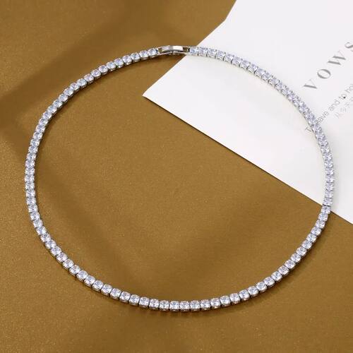 Trendy 4mm Lab Diamond Necklace White Gold Filled Party