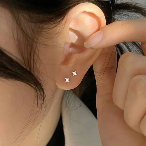 Silver Star Tiny Stud Earrings for Women Fine Jewelry