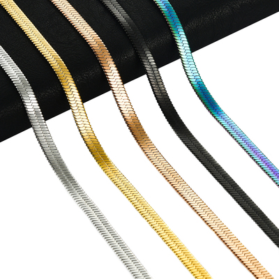 New Fashion 2/3/4/5mm Width Women Flat Gold Color Stainless