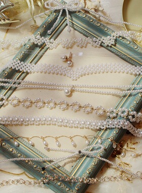 2023 Dainty Pearl Flower Bow-knot Choker Necklace Long