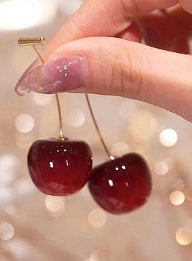 Fashion Woman Charm Red Cherry Earrings for Women Fruit