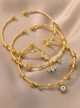 Hand Evil Eye Bracelet For Women Stainless Steel Zircon