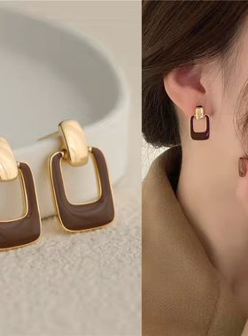 Autumn Winter New Brown Earrings Vintage Matte Drop