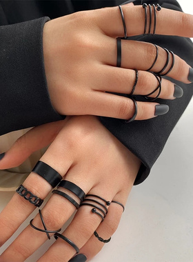 16Pcs/set Punk Finger Rings Minimalist Smooth Gold Color