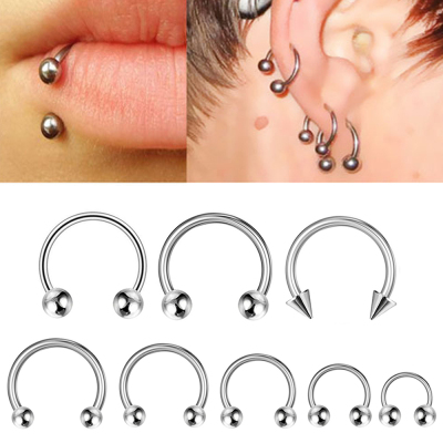 1/5Pcs Steel 4mm Cone&Ball Horseshoe Septum Piercing Nose