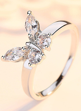 925 Sterling Silver Cubic Zirconia Butterfly Rings For