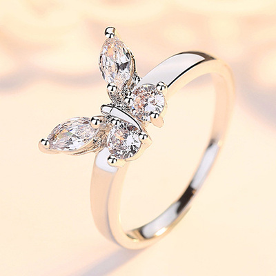 925 Sterling Silver Cubic Zirconia Butterfly Rings For