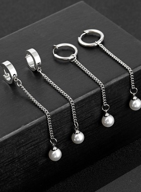 1 Pc Single Women's Stainless Steel 5.9cm Chain Pearl