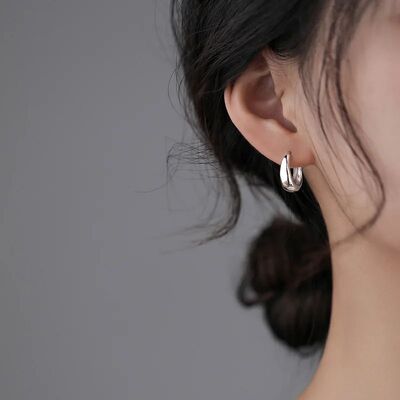 Sterling Silver Hot Sale geometric hoop Earrings Simple