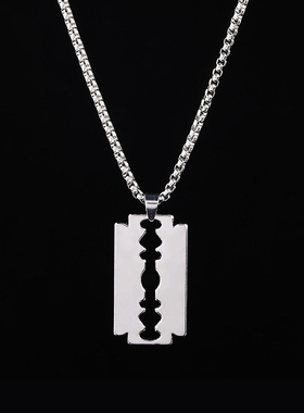 Kpop Safety Blade Razor Pendant Necklace for Women Long