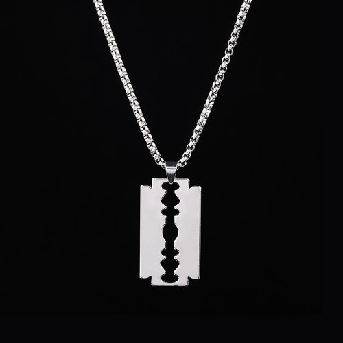 Kpop Safety Blade Razor Pendant Necklace for Women Long